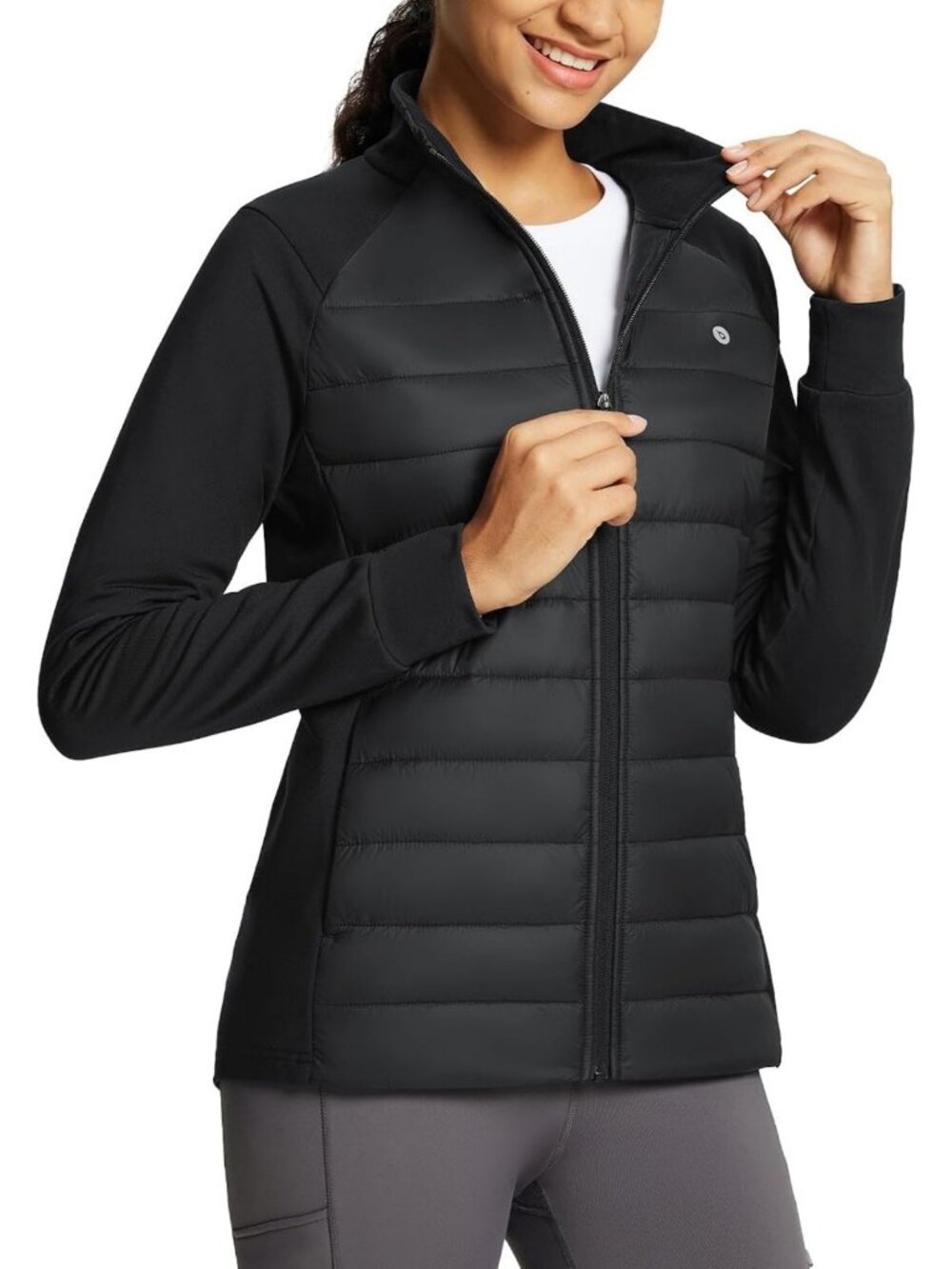Lightweight Winter Running Jacket, Women's Puffer Coat with Zip Pockets